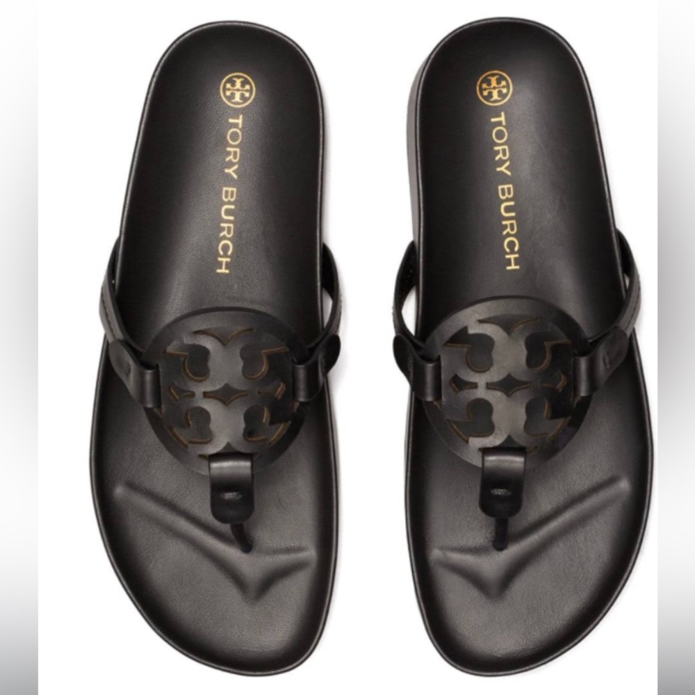 Tory Burch Miller Cloud Black Calf Leather Sandals